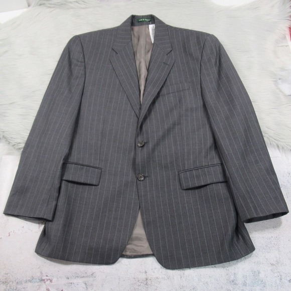 Lauren Ralph Lauren Gray Wool Pinstriped Suit Jacket Blazer Mens Size 40R - Picture 3 of 10